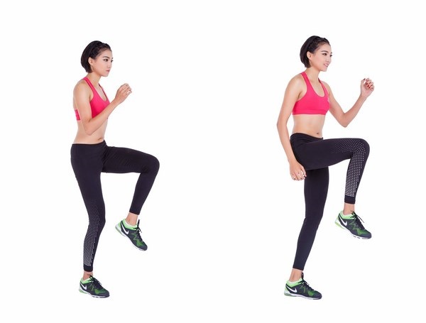 bài tập cardio tại nhà - chạy nâng cao đùi